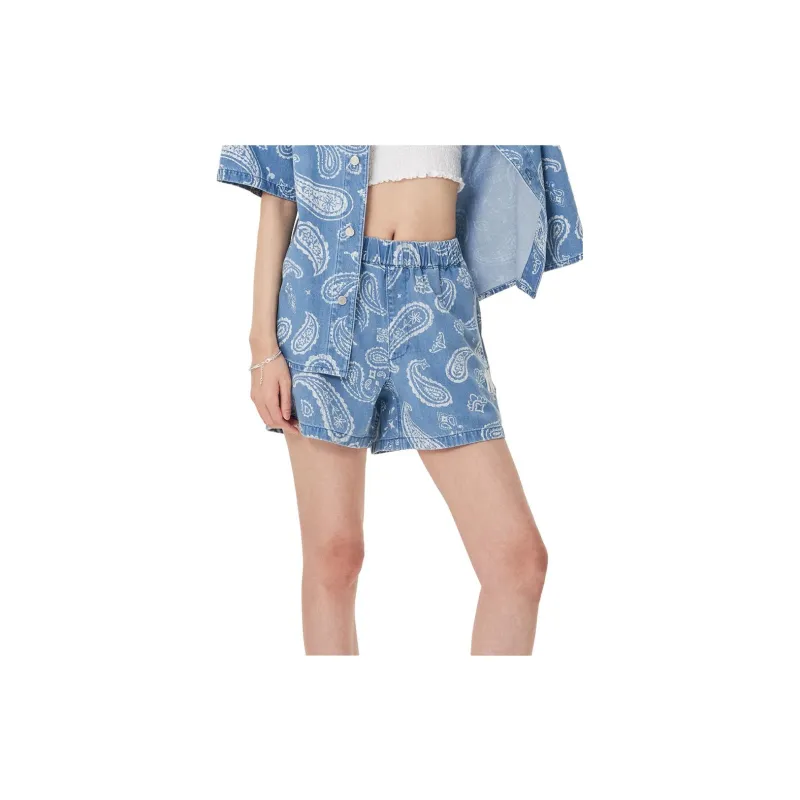 MLB Denim Shorts Women's Light Sky Blue-3