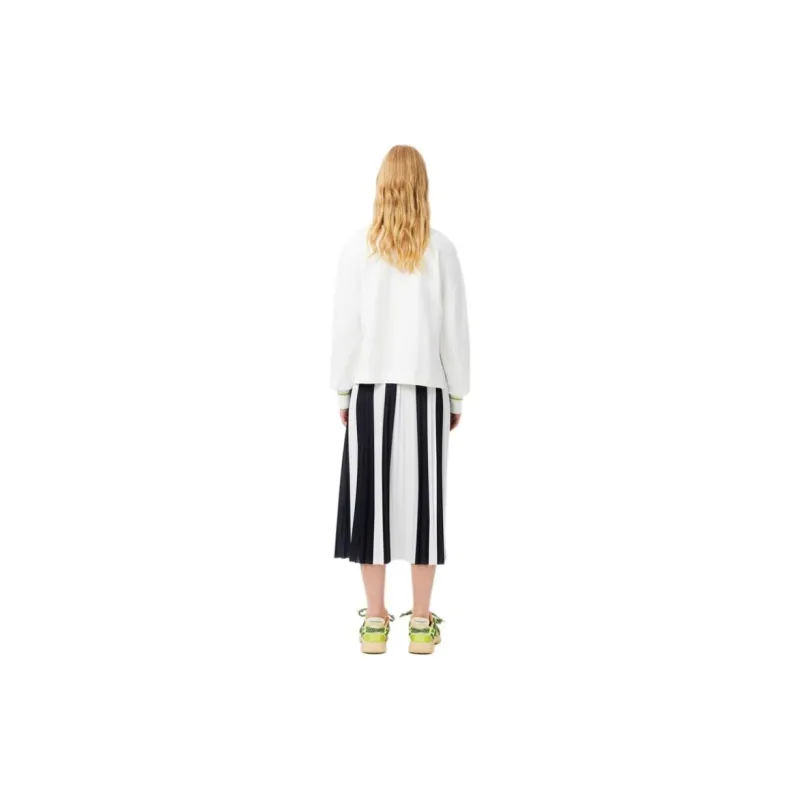 LACOSTE Casual Long Skirts Women's Blue White-2