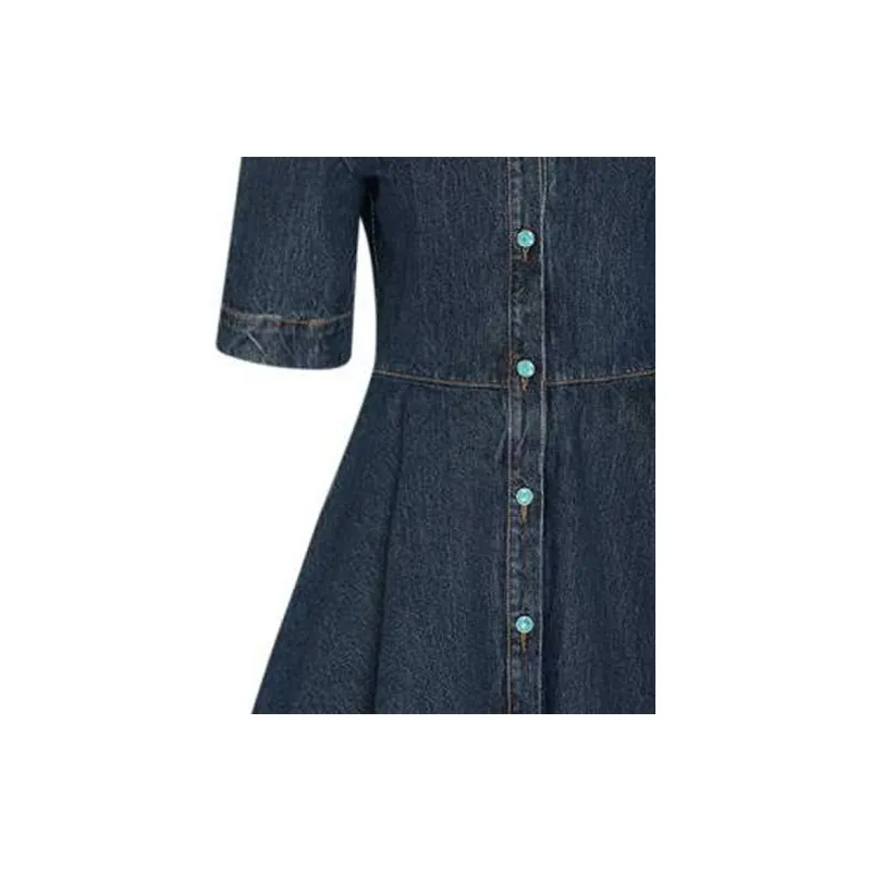 SportMax Short-Sleeved Dresses Women's Blue-3