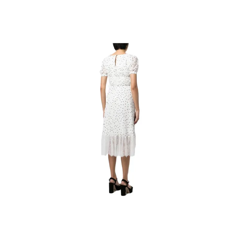 Self-portrait Polka-dot Pleated Midi Dress-2