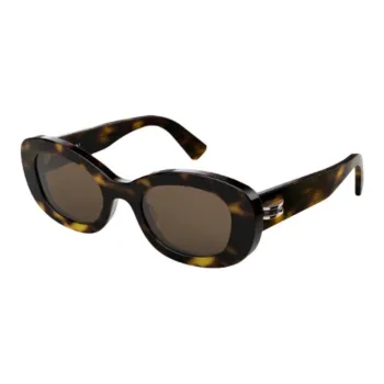 BVLGARI Plate Frame Acetate Oval Sunglasses Women's Tortoiseshell
