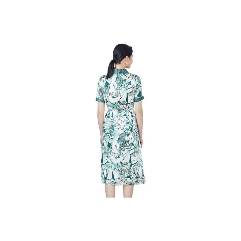 BBLLUUEE Short Sleeved Dress Women's Turquoise-2