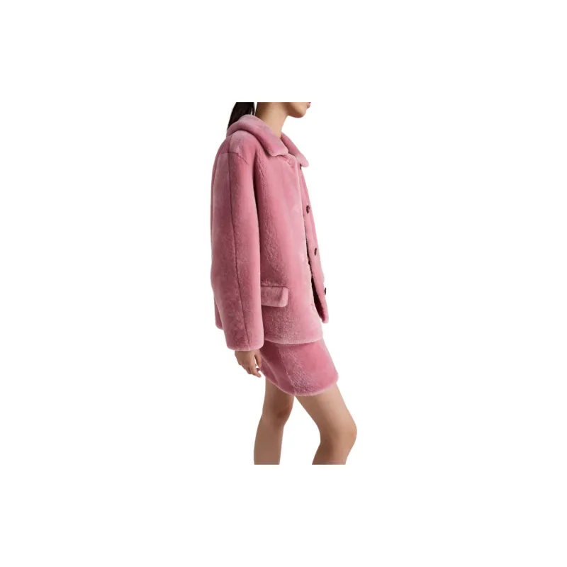 PRADA Logo Patch Shearling Jacket-3