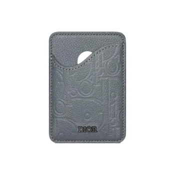 DIOR Cow Leather Card Holder Men's Dark Gray