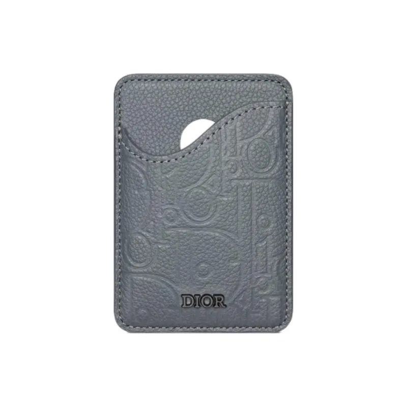DIOR Cow Leather Card Holder Men's Dark Gray-0