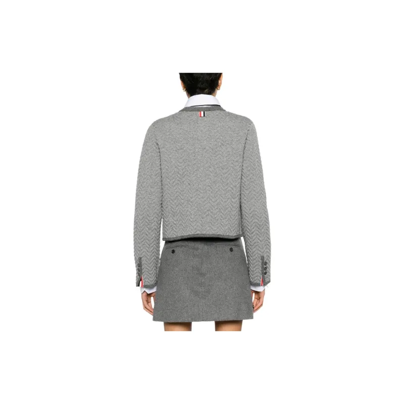 THOM BROWNE Herringbone 3D knit Cardigan-3