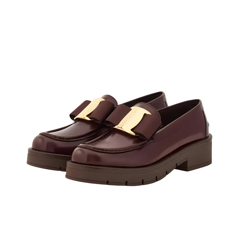 FERRAGAMO Chunky Barabow Loafers Women's Brown-2