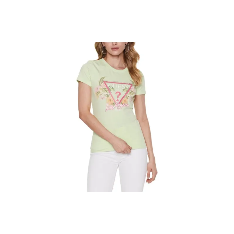 GUESS T Shirt Women's Light Green-3