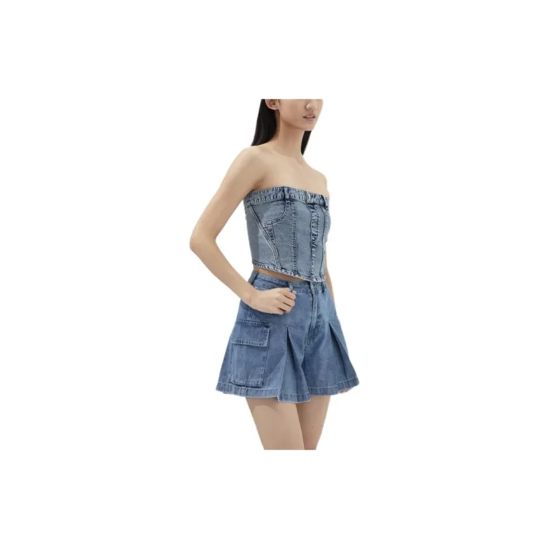 GUESS Strapless Top Women's Dark Blue-3