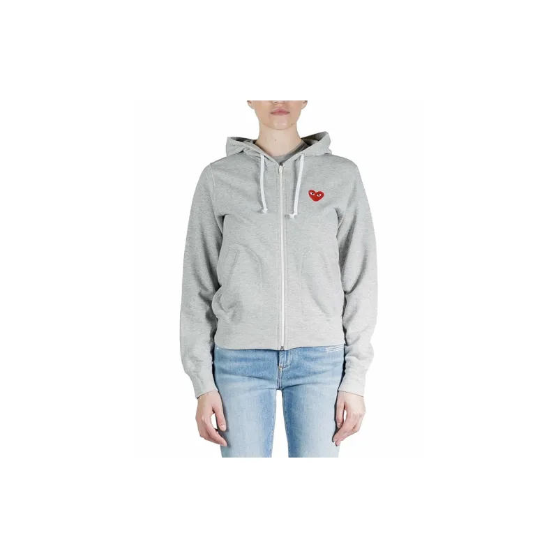 Comme Des Garcons Play Red Multi Heart Zip Up Hoodie Grey-2