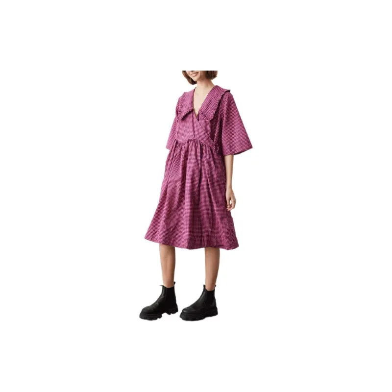 GANNI Long Sleeved Dresses Women's Rose Pink-4