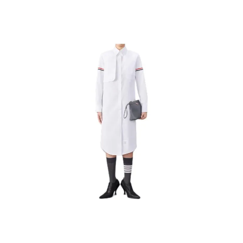 THOM BROWNE Cotton Midi Shirt Dress-1