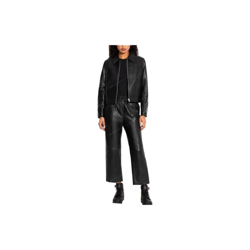COACH SS23 Leather Jacket Women's Black-1