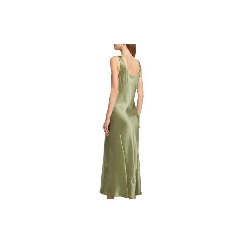 REFORMATION Bryn Silk Dress Sleeveless Dress Women's Green-3