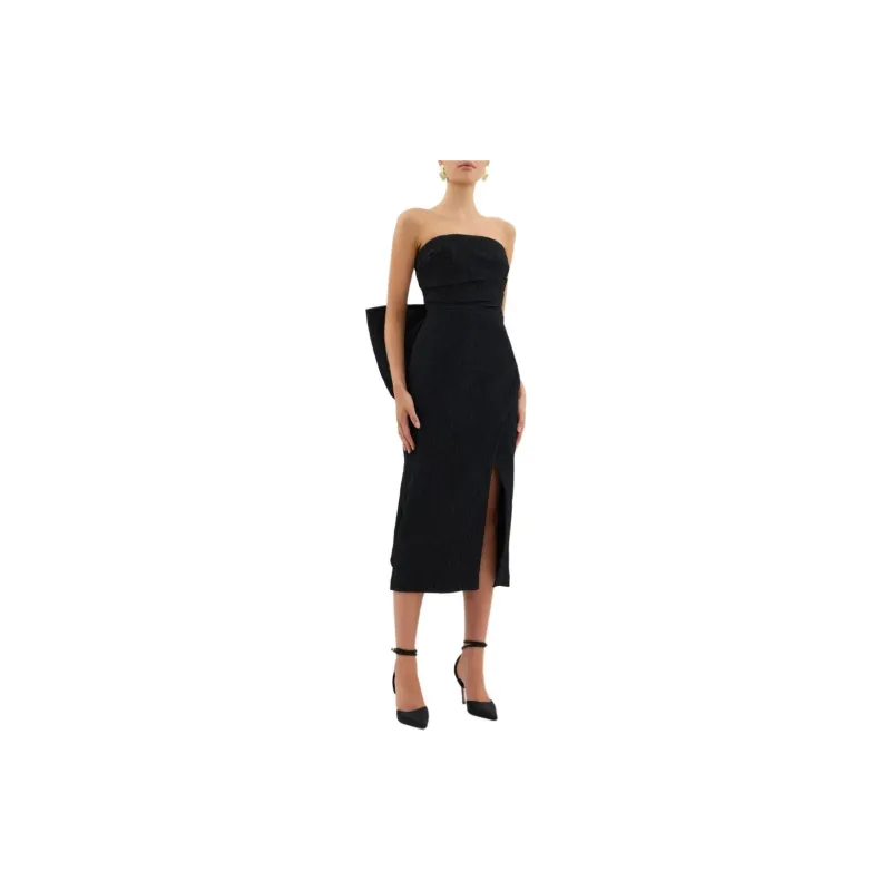 Rebecca Vallance Helene Oversize bow Strapless Midi Dress-3