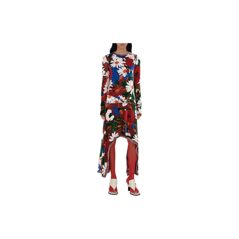 Burberry Daisy Garden-print Velvet Midi Dress-2