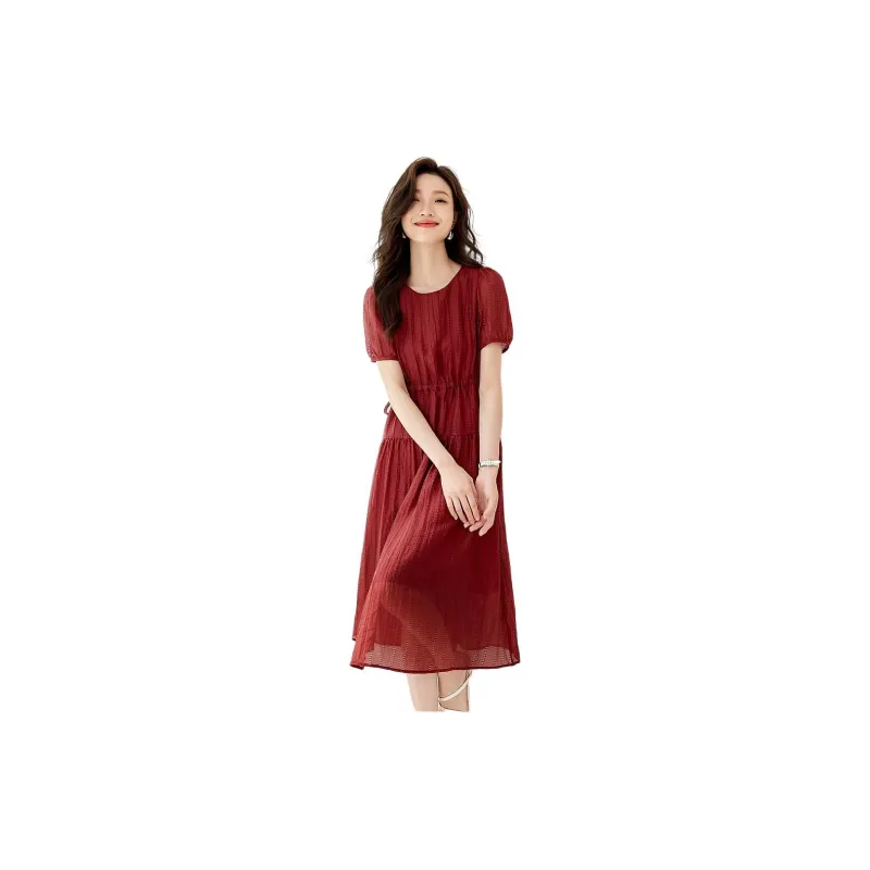 Mo Han Yi Mei Short Sleeved Dresses Women's Red-1