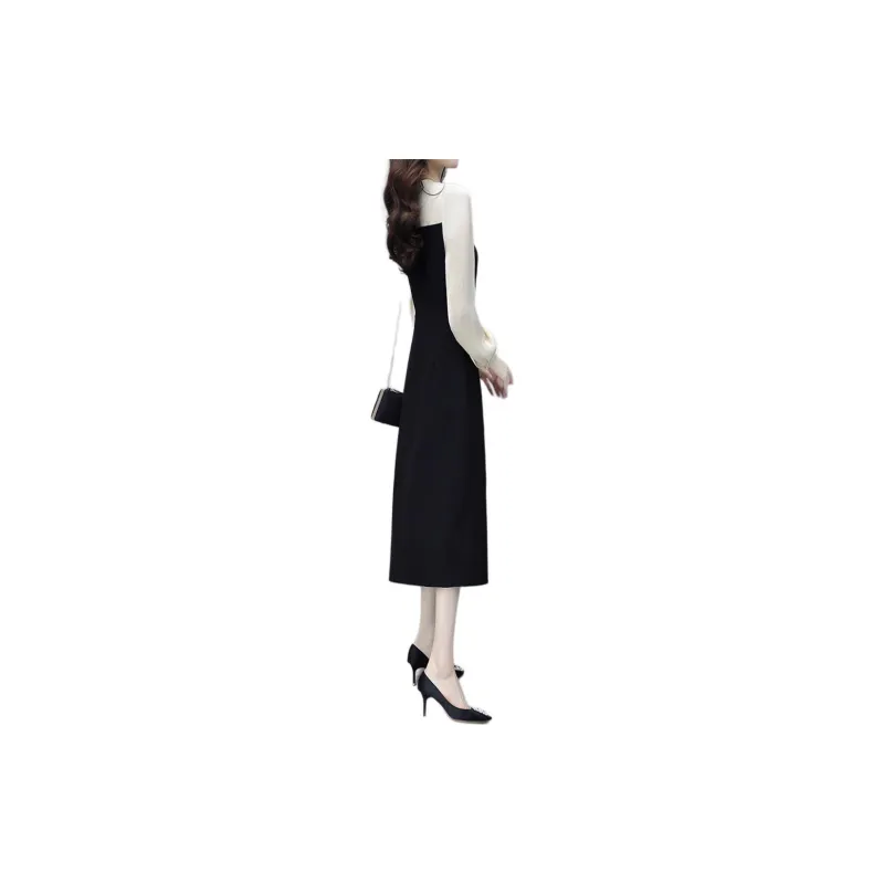 Mapping Long Sleeved Dresses Women's Black-2