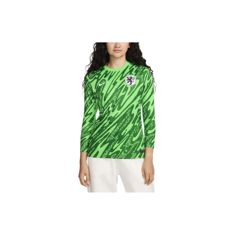Nike Netherlands 2024/25 Stadium Goalkeeper Soccer Jerseys Women's Spark Green / Pine Green / White-4