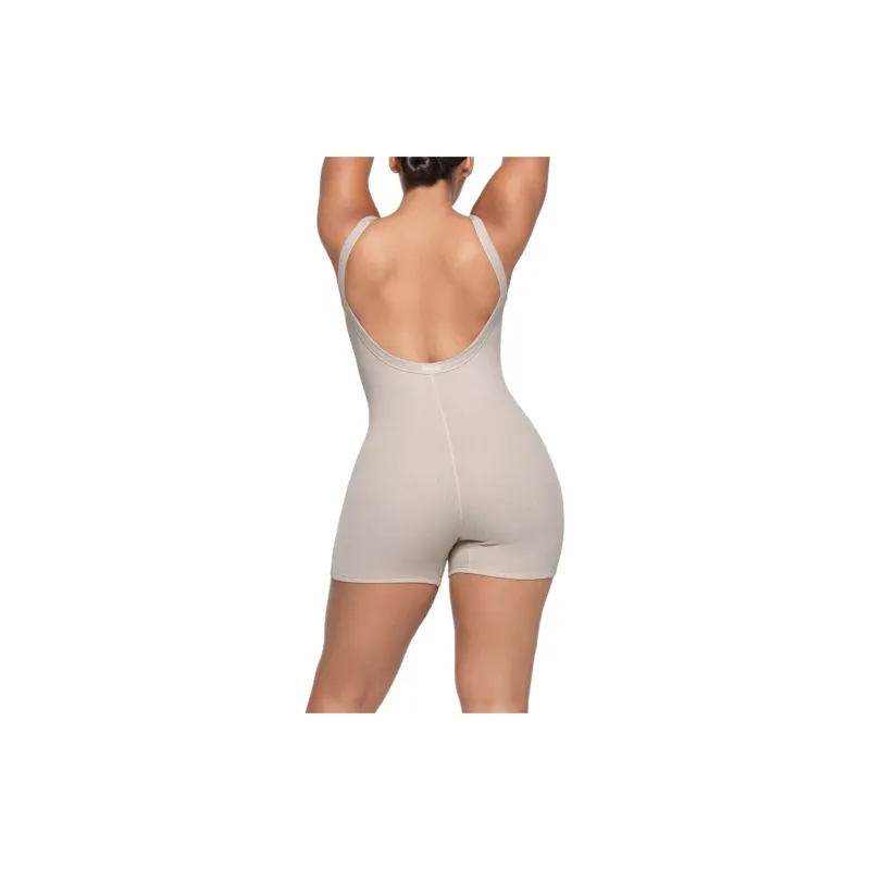SKIMS SS24 COTTON RIB LOW BACK ONESIE Bodysuits Women's STONE/Stone Color-2