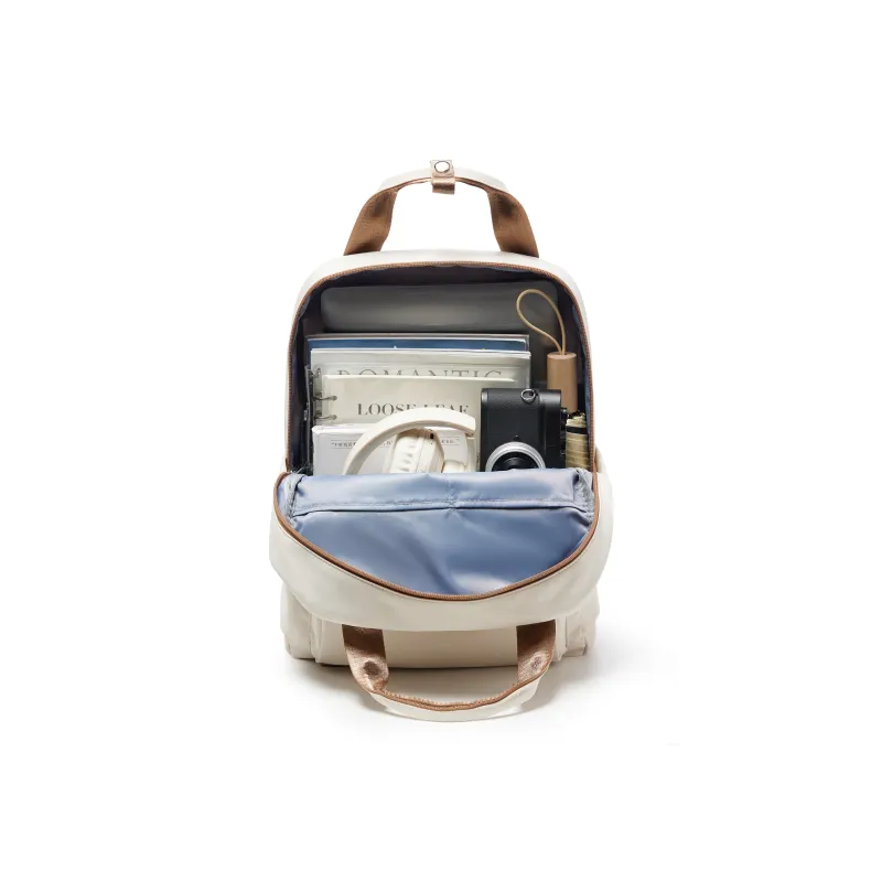KEYSTREET Nylon Backpack Regular Unisex Beige White Brown/Black-2