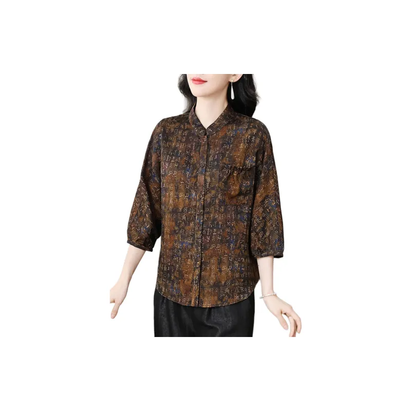 Yi Mengyuan Silk Shirt Women's Caramel-1