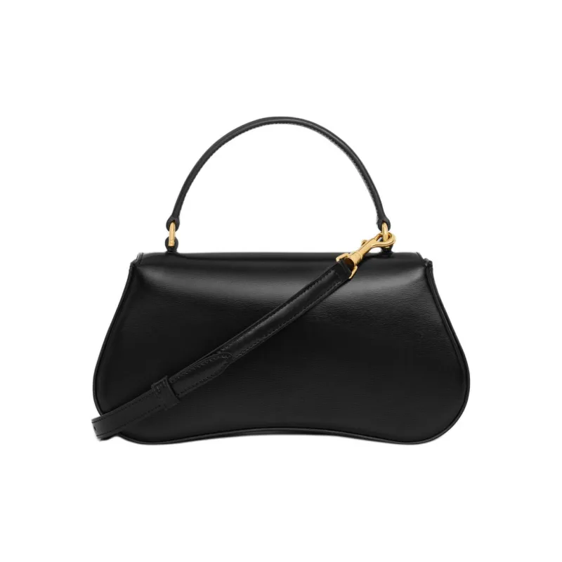 CELINE Shiny Cow Leather Shoulder Bag Crossbody Bag Handbag Women's Black-2