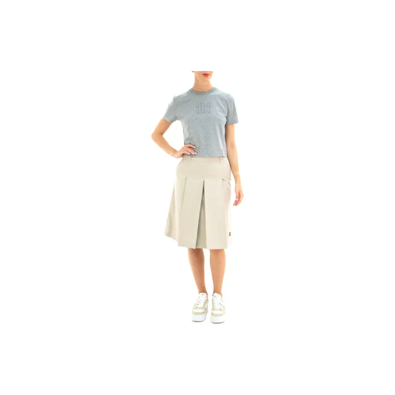 MIU MIU Crewneck Cropped T Shirt-1