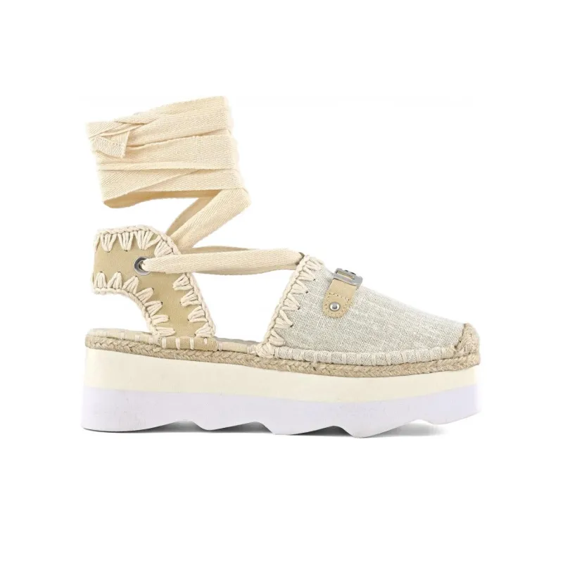 MOU Espa Casual Single Shoes 5.5cm Women's Beige Gray-1