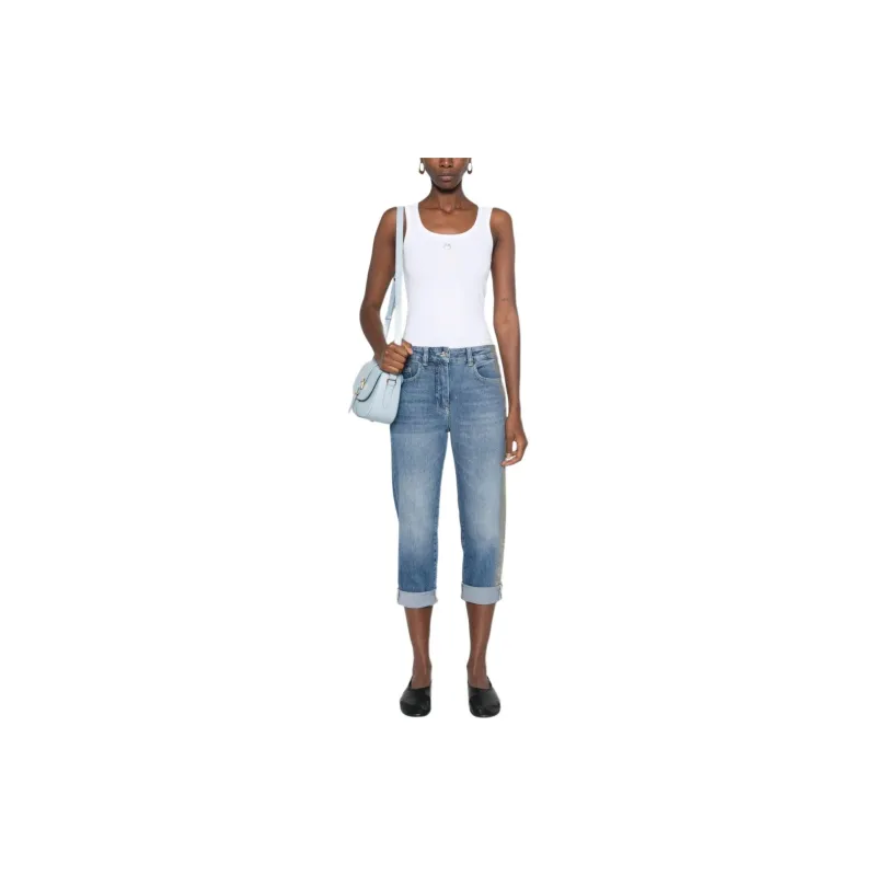 PINKO Calcolatore Logo Printed Ribbed Tank Top-1