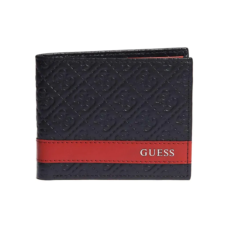 GUESS Leather Wallet Men's Black & Red-0