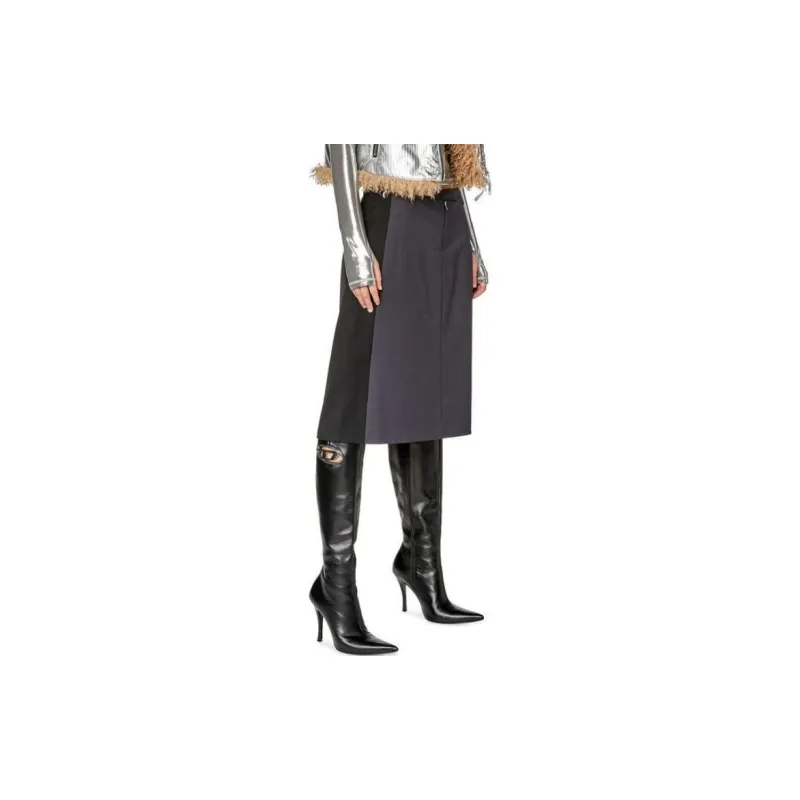 DIESEL Casual Long Skirts Women's Black Gray Color-3