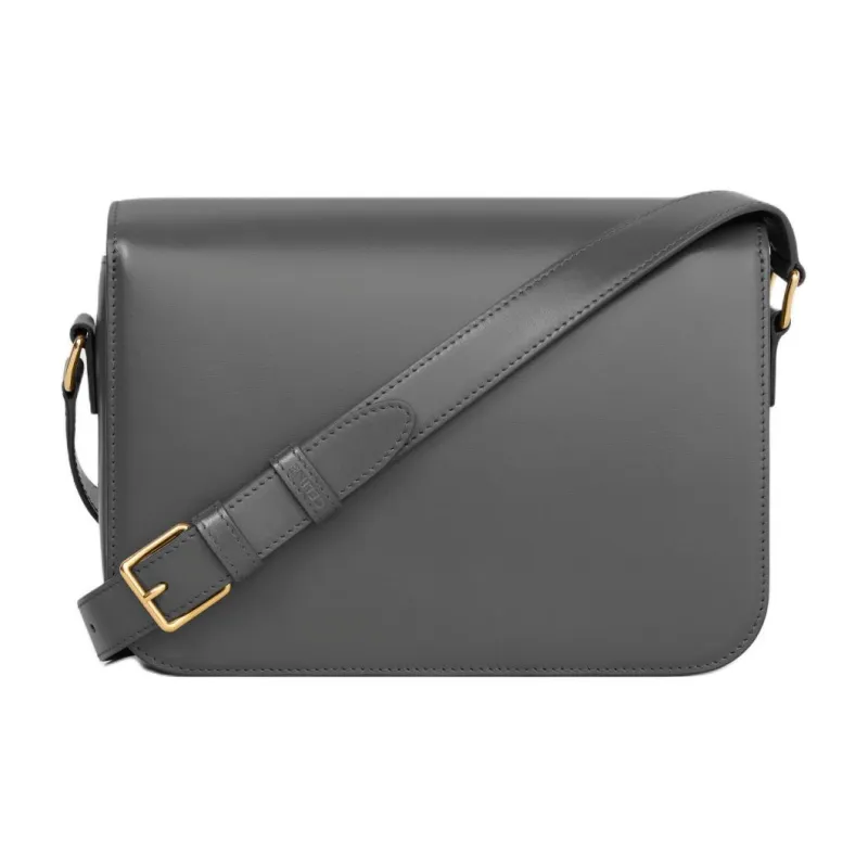 CELINE Shiny Calfskin Shoulder Bag Crossbody Bag Women's Smoke Black-2