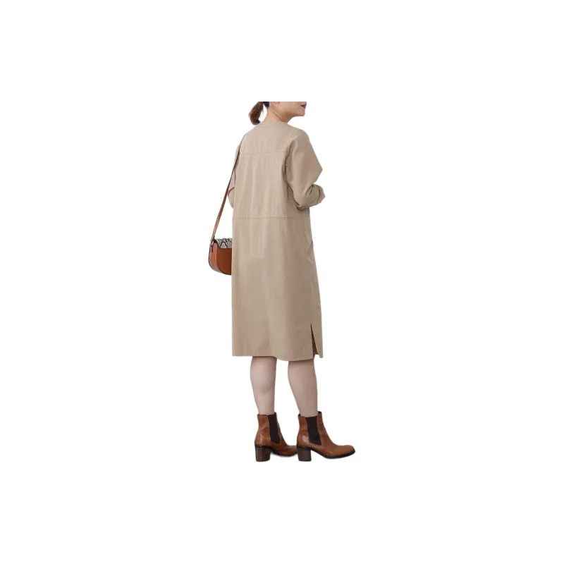 Beams Long Sleeved Dress Women's Light Umber-4