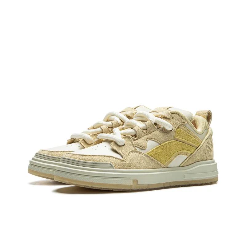 LiNing Wave SWAG Slip Resistant Cushioning Abrasion Resistant Low Top Skateboard Shoes Women's Yellow Beige-2