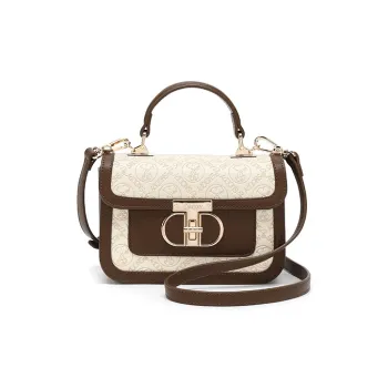 SNOOPY PU Crossbody Handbag Regular Women's Dark Brown & Ecru