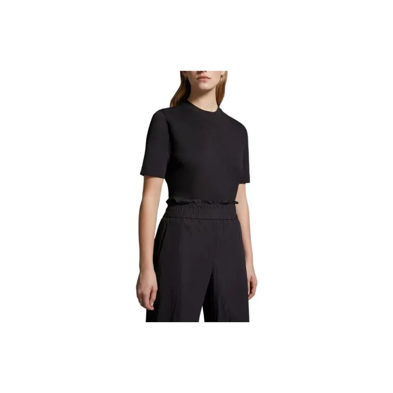 Moncler Embossed Logo T Shirt T Shirt Women's Black-3