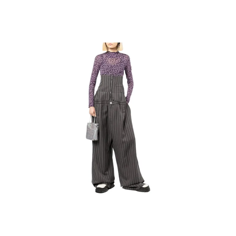 NATASHA ZINKO Pinstripe print Corset Boxy Trousers-1