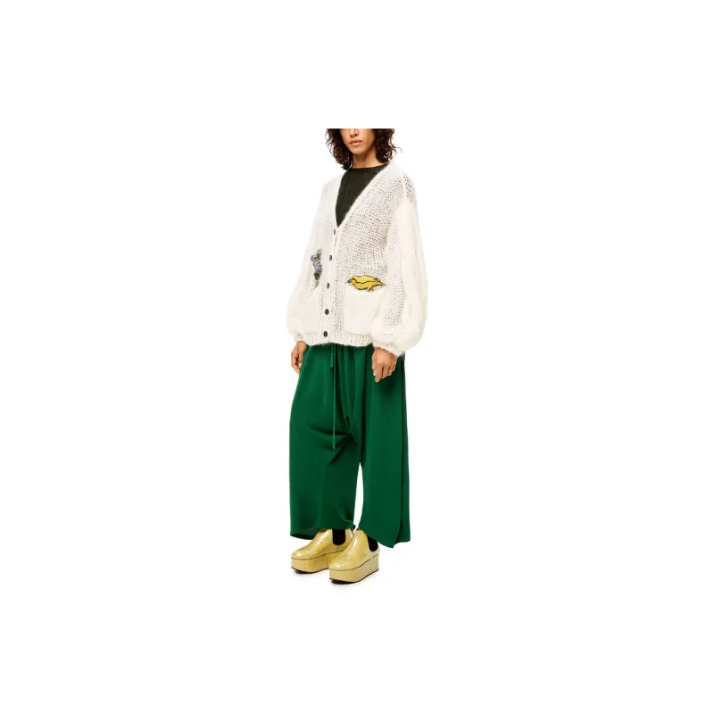 LOEWE Herbarium Mohair Cardigan 'White/Multicolor'-3