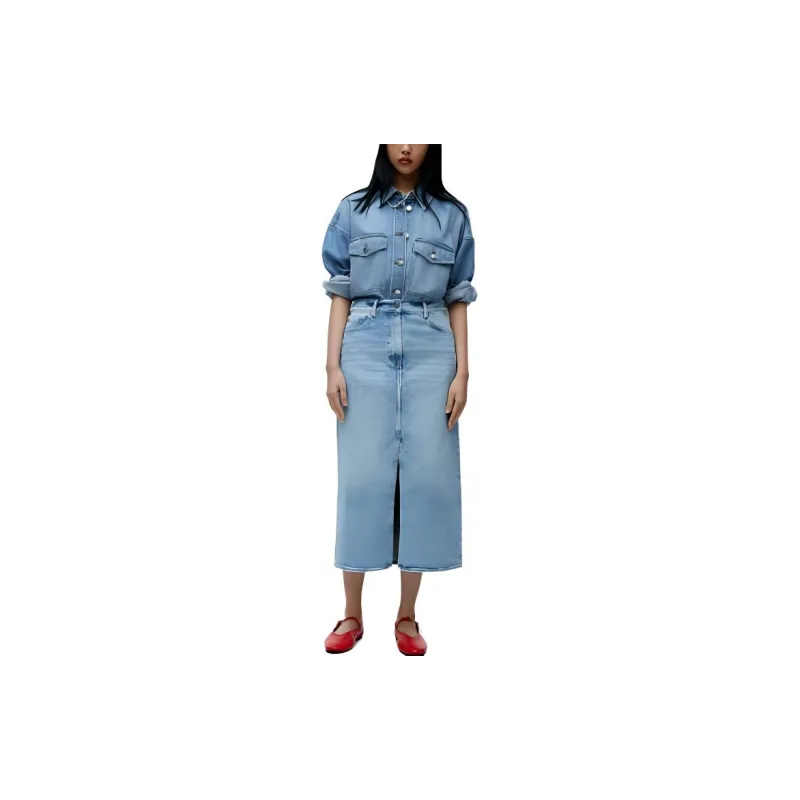 ARKET Denim Long Skirt Women's Light Blue-1