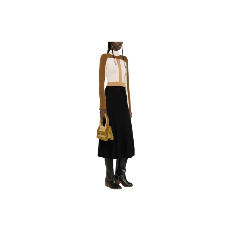 Chloé Colour-block Knitted Wool Dress-3