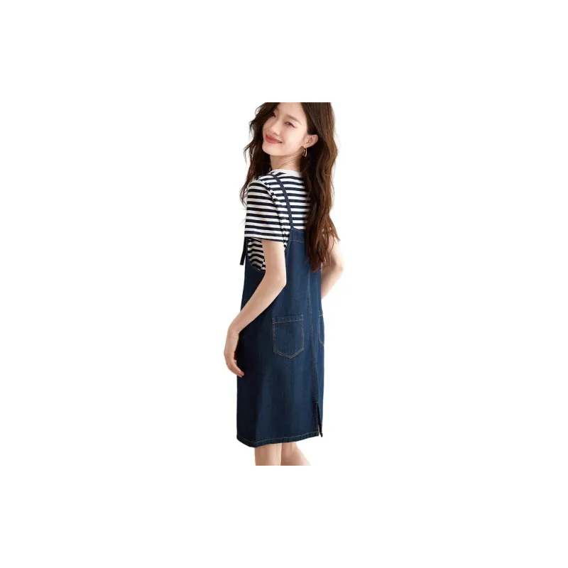 Mo Han Yi Mei Skirt Set Women's Denim Blue-1