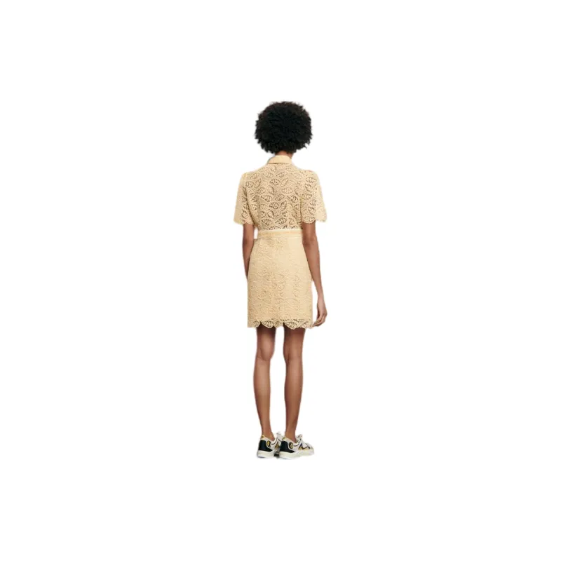 Sandro Short Sleeved Dress Women's Yellow-1