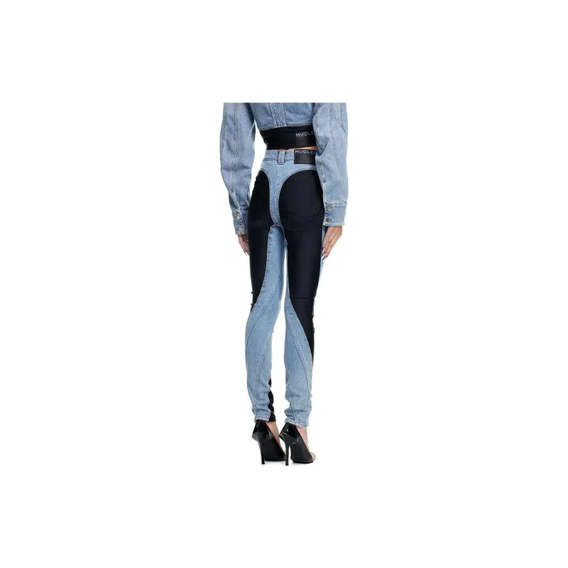 Mugler H&M Spiral Panel Jeans Light Denim Blue/Black-2