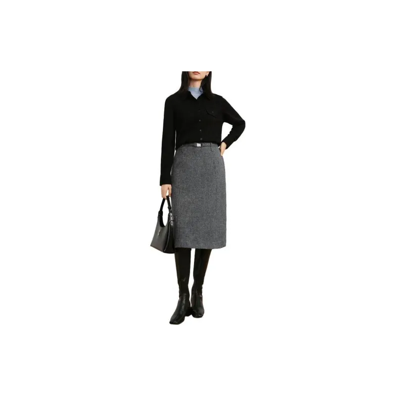JZ Juzui Casual Long Skirts Women's Medium Gray-2