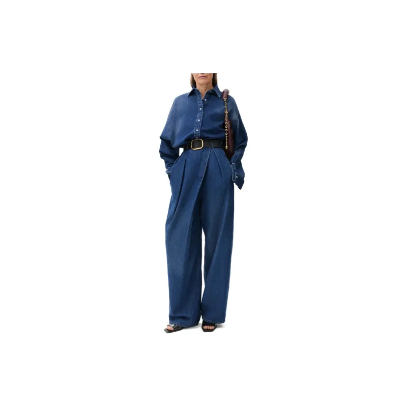 LOEWE Draped Shirt 'Washed Denim'-1