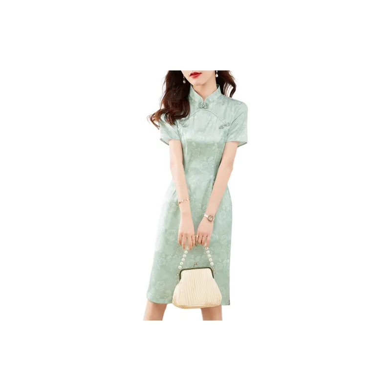 Mo Han Yi Mei Short Sleeved Dress Women's Mint Green-2