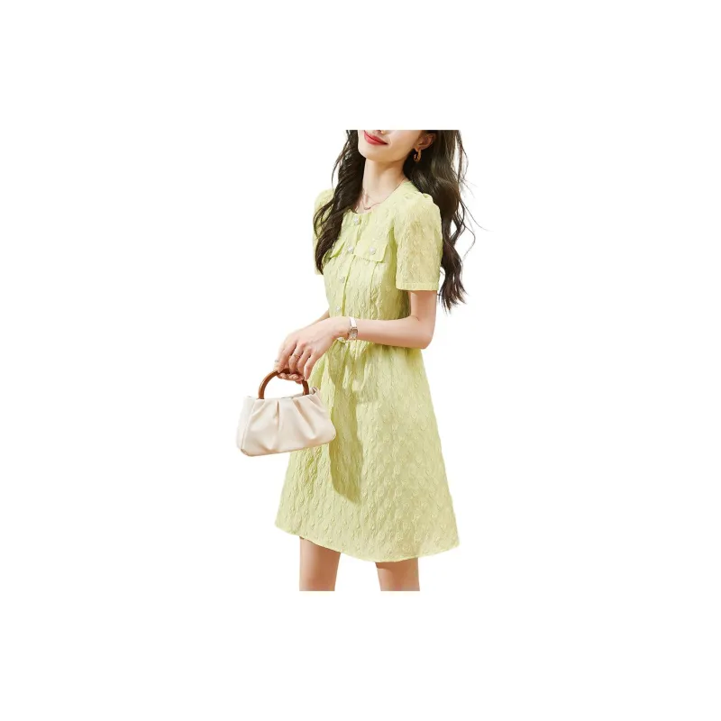 Mo Han Yi Mei Short Sleeved Dresses Women's Green-2
