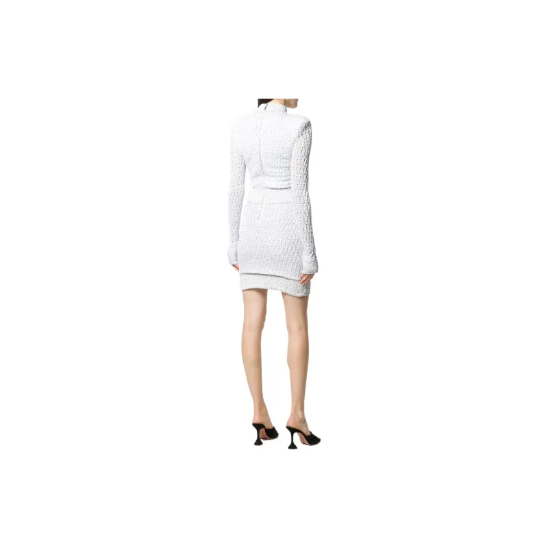 BALMAIN Long-Sleeved Dresses Women's Gray White-2