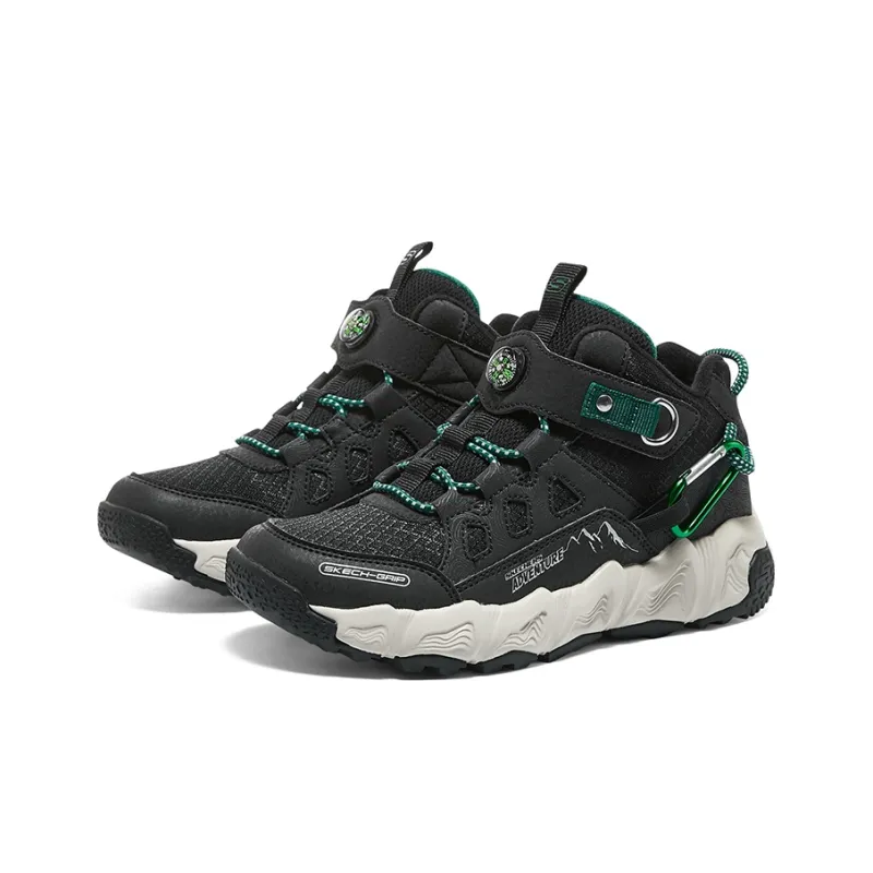 Skechers Shock Absorbers Mid Top Kids Lifestyle Shoes Black Green Teenagers-3